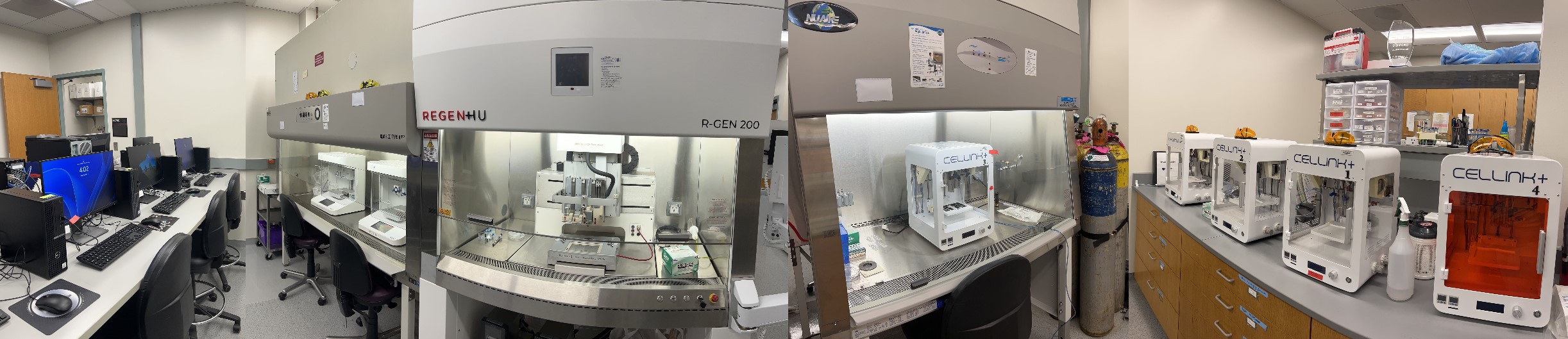 Panoramic view of the equipment in the 3D bioprinting facility